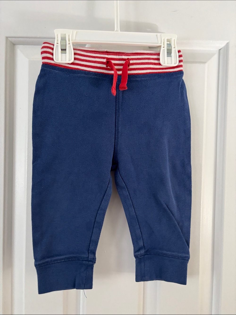 Baby Boden Navy Joggers with Red Striped Waistband